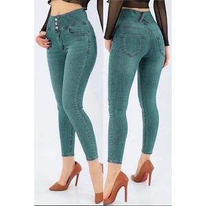 Yüksek Bel Likralı Jean Pantolon