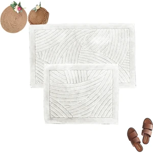 Labirent Desen Banyo Paspas Klozet Takımı 100% Doğal Pamuklu 2liset