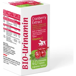 Bio Pet Active Bio Urinamin Kızılcık Özlü Köpek C Vitamini Tableti 40 Adet 12GR