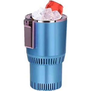 12V 2in1 Hızlı Soğutma ve Isıtma Kabı 200ML Dijital Sıcaklık Göstergeli Akıllı Araba Bardaklık Soğutucu - Mavi (Yurt Dışından)