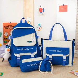 Fantastic Shop 4 Parça Sevimli Büyük Kapasiteli Sırt Çantası Set - Mavi (Yurt Dışından)
