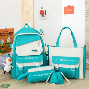 Fantastic Shop 4 Parça Sevimli Büyük Kapasiteli Sırt Çantası Set - Yeşil (Yurt Dışından)