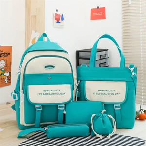 Fantastic Shop 5 Parça Büyük Kapasiteli Sevimli Sırt Çantası Set - Yeşil (Yurt Dışından)