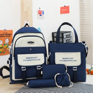 Fantastic Shop 5 Parça Büyük Kapasiteli Sevimli Sırt Çantası Set - Mavi (Yurt Dışından)