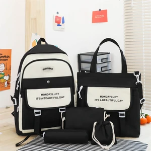 Fantastic Shop 5 Parça Büyük Kapasiteli Sevimli Sırt Çantası Set - Siyah (Yurt Dışından)