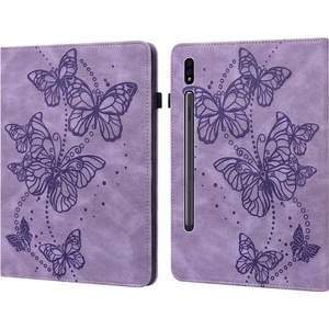 Szykd Samsung Galaxy Tab S8 / Galaxy Tab S7 T870 / T875 / T876B Kabartmalı Kelebek Desen Yatay Çevirme Deri Tablet Kılıf Için (Yurt Dışından)