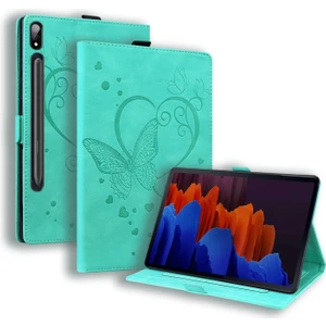 Szykd Samsung Galaxy Tab S8 Için / Galaxy Tab S7 T870 SM-T875 SM-T876B Aşk Kelebek Desenli Yatay Flip Deri Kılıf Tutucu ile (Yurt Dışından)