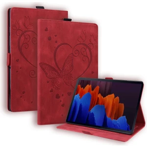 Szykd Samsung Galaxy Tab S8 Için / Galaxy Tab S7 T870 SM-T875 SM-T876B Aşk Kelebek Desenli Yatay Flip Deri Kılıf Tutucu ile (Yurt Dışından)
