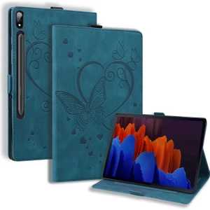 Szykd Samsung Galaxy Tab S8 Için / Galaxy Tab S7 T870 SM-T875 SM-T876B Aşk Kelebek Desenli Yatay Flip Deri Kılıf Tutucu ile (Yurt Dışından)