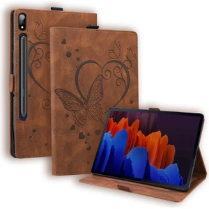 Szykd Samsung Galaxy Tab S8 Için / Galaxy Tab S7 T870 SM-T875 SM-T876B Aşk Kelebek Desenli Yatay Flip Deri Kılıf Tutucu ile (Yurt Dışından)