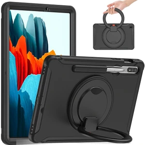 Szykd Samsung Galaxy Tab Için S8 / Galaxy Tab S7 870 Darbeye Dayanıklı Tpu + Pc Koruyucu Kılıf, 360 Derece Döndürülebilir Katlanabilir Sap Tutacağı ve Kalem Yuvası (Yurt Dışından)