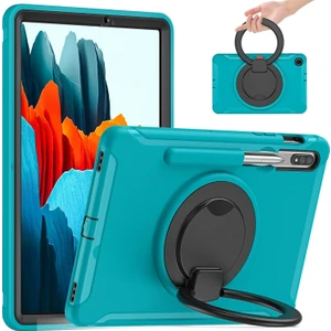 Szykd Samsung Galaxy Tab Için S8 / Galaxy Tab S7 870 Darbeye Dayanıklı Tpu + Pc Koruyucu Kılıf, 360 Derece Döndürülebilir Katlanabilir Sap Tutacağı ve Kalem Yuvası (Yurt Dışından)