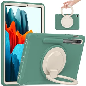 Szykd Samsung Galaxy Tab Için S8 / Galaxy Tab S7 870 Darbeye Dayanıklı Tpu + Pc Koruyucu Kılıf, 360 Derece Döndürülebilir Katlanabilir Sap Tutacağı ve Kalem Yuvası (Yurt Dışından)