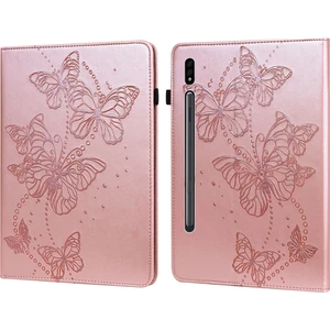 Szykd Samsung Galaxy Tab S8 / Galaxy Tab S7 T870 / T875 / T876B Kabartmalı Kelebek Desen Yatay Çevirme Deri Tablet Kılıf Için (Yurt Dışından)