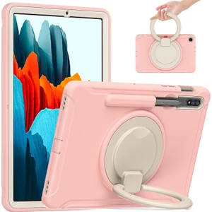 Szykd Samsung Galaxy Tab Için S8 / Galaxy Tab S7 870 Darbeye Dayanıklı Tpu + Pc Koruyucu Kılıf, 360 Derece Döndürülebilir Katlanabilir Sap Tutacağı ve Kalem Yuvası (Yurt Dışından)