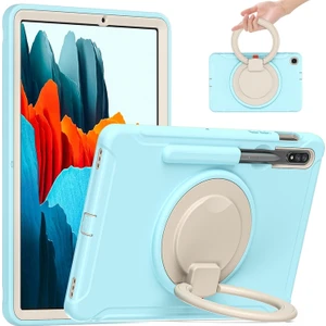 Szykd Samsung Galaxy Tab Için S8 / Galaxy Tab S7 870 Darbeye Dayanıklı Tpu + Pc Koruyucu Kılıf, 360 Derece Döndürülebilir Katlanabilir Sap Tutacağı ve Kalem Yuvası (Yurt Dışından)