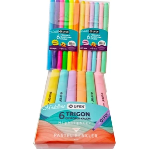 12 Adet Çift Uçlu 6'lı Pastel & 6'lı Neon + Trigon 6'lı Ufen Fosforlu Kalem