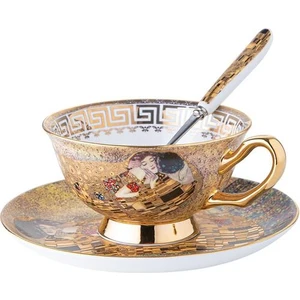 Lüks Avrupa Kahve Fincanı Çift Set Vintage Ingiliz Kupa Kemik Çini Mısır Çift Tasarım Espresso Süt Tazas Güzel Kupalar | Kahve Kupaları ve kupalar (Yurt Dışından)