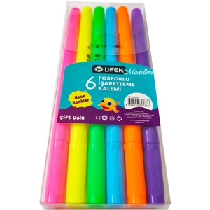 Çift Uçlu 6'lı Neon Renkler Ufen Fosforlu Kalem