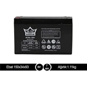 Ortec 6V 7 Ah Akülü Araba Aküsü