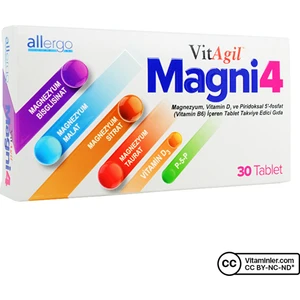 Vitagil Magni4 Magnezyum Vitamin D3 P5P 30 Tablet