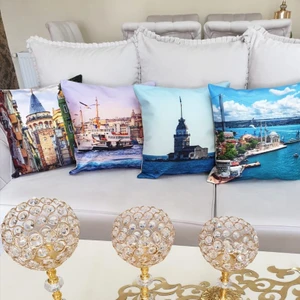 Körfez Kırlent Istanbul Desen Kırlent Kılıfı 4'lü Kombin Set