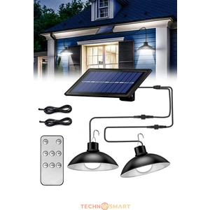 Solar 2 Lambalı Askılı Kumandalı Renk Ve Seviye Seçenekli Bahçe Aydınlatma Sokak Lambası