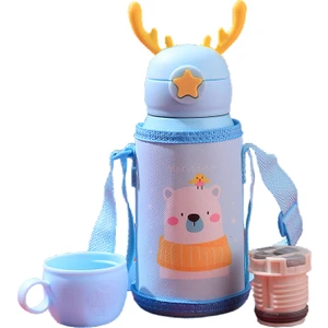 500 ml. Taşınabilir Yalıtımlı Çocuk Suluk - Mavi (Yurt Dışından)
