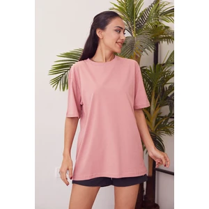 Lime Moda Basic T-Shirt-Gül Kurusu