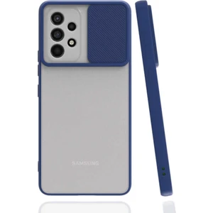 Kzy Samsung Galaxy A23 Kapak Lensi Açılır Kapanır Kamera Korumalı Silikon Kılıf - Lacivert
