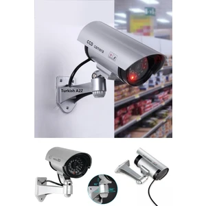 4 Adet - Sahte Caydırıcı Güvenlik Kamerası - Gece Görüş Görünümlü LED Işıklı Pilli