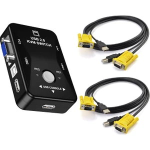 2 Port USB Kvm Switch 2 In 1 Out USB 2.0 Kvm Fare Klavye Switcher Kablolar Dahil