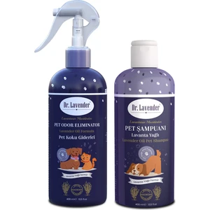 Gallipoli Lavender %100 Lavanta Yağlı Bitkisel 400ML Kedi Köpek Koku Giderici Sprey +400ML Kedi Köpek Şampuanı 2'li Set