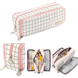 Love Home Büyük Kapasiteli Çok Katmanlı Kalem Kutusu - Pembe/beyaz (Yurt Dışından)