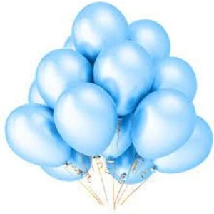 35 Adet Metalik Sedefli Açık Mavi  Balon, Helyumla Uçan-Dogum Günü-Parti-Kaliteli Balon