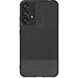 Samsung Galaxy A73 5g Fabrik Kumaş ve Deri Desen Kılıf -Siyah