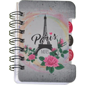 Desenli Ayraçli Not Defteri Telli Çizgili - Nt-03 -Paris Notes Eiffel Gri- A7 - 60 Yaprak