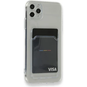 Apple iPhone 11 Pro Max ile Uyumlu Kartlıklı Kartvizitli Şeffaf Telefon Kılıfı Kapak