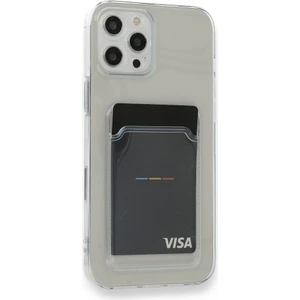 Apple iPhone 12 Pro Max ile Uyumlu Kartlıklı Kartvizitli Şeffaf Telefon Kılıfı Kapak