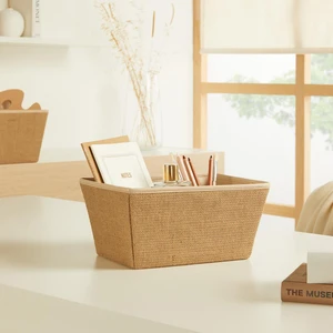 Ocean Home Textile Jüt Dolap İçi Çamaşır Oyuncak Düzenleyici Katlanır Saklama Kutusu Sepet 27x20x13,5 cm