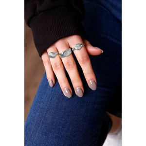 Kadın Gümüş Renk Vintage Yüzük Seti