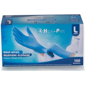 Haspet Nitril Mavi Eldiven L Pudrasız Pk : 100 Adet