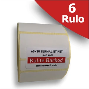 Kalite Barkod 60X30 Termal Etiket | 6 Rulo Barkod Etiketi
