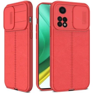 Xiaomi Redmi Note 11 Pro Kılıf Kamera Sürgülü Deri Dokulu Mat Silikon Kırmızı