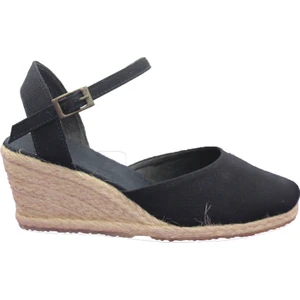 Gökçe Kundura 06 Keten Kadın Sandalet Dolgu Topuk