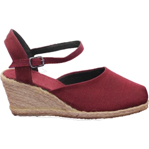 Gökçe Kundura 06 Keten Kadın Sandalet Dolgu Topuk