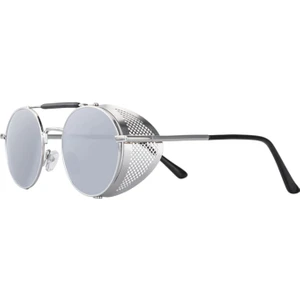 Yuvarlak Steampunk Güneş Gözlüğü UV400 Koruma Yan Kalkan Gözlük Unisex Gümüş Lens (Yurt Dışından)