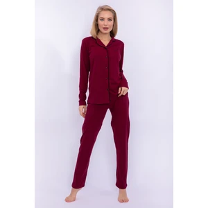 Pierre Cardin  Bordo Kadın Gömlek Pijama Takımı