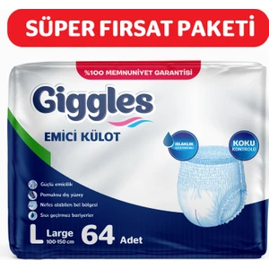 Yetişkin Emici Külot Bez Büyük Boy (Large) 8'li 8 Paket (64 Adet) Bel Boy 100-150 cm