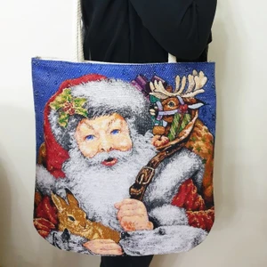 Körfez Kırlent Noel Baba Goblen Dokuma Kumaş Heybe Çanta